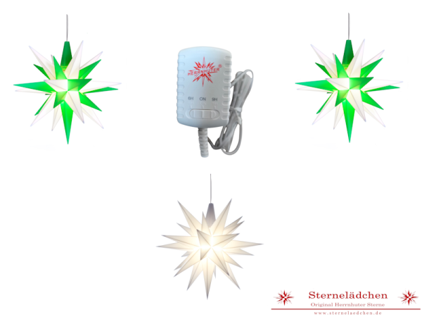 Sterne-Set A1e weiß-grün/weiß/weiß-grün